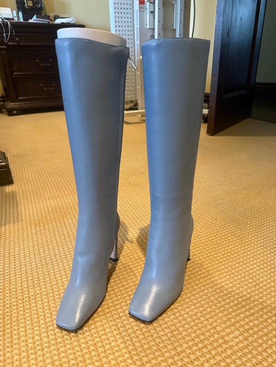 Jimmy Choo Shoes - Jimmy Choo Dusty Blue Over-the-Knee Square-Toe Boots